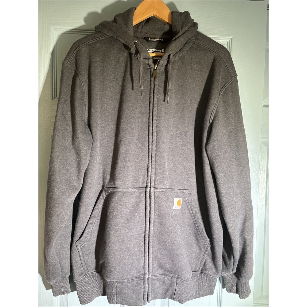 Carhartt Rain Defender Hooded Jacket Loose Fit Men's Sz Large. Embroidered